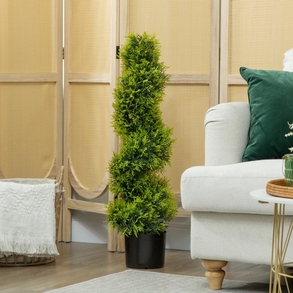 HOMCOM Zypresse Artificială 90 cm, Plantă Artificială în formă de Spirală în Ghiveci, Decorare Modernă | Aosom Romania