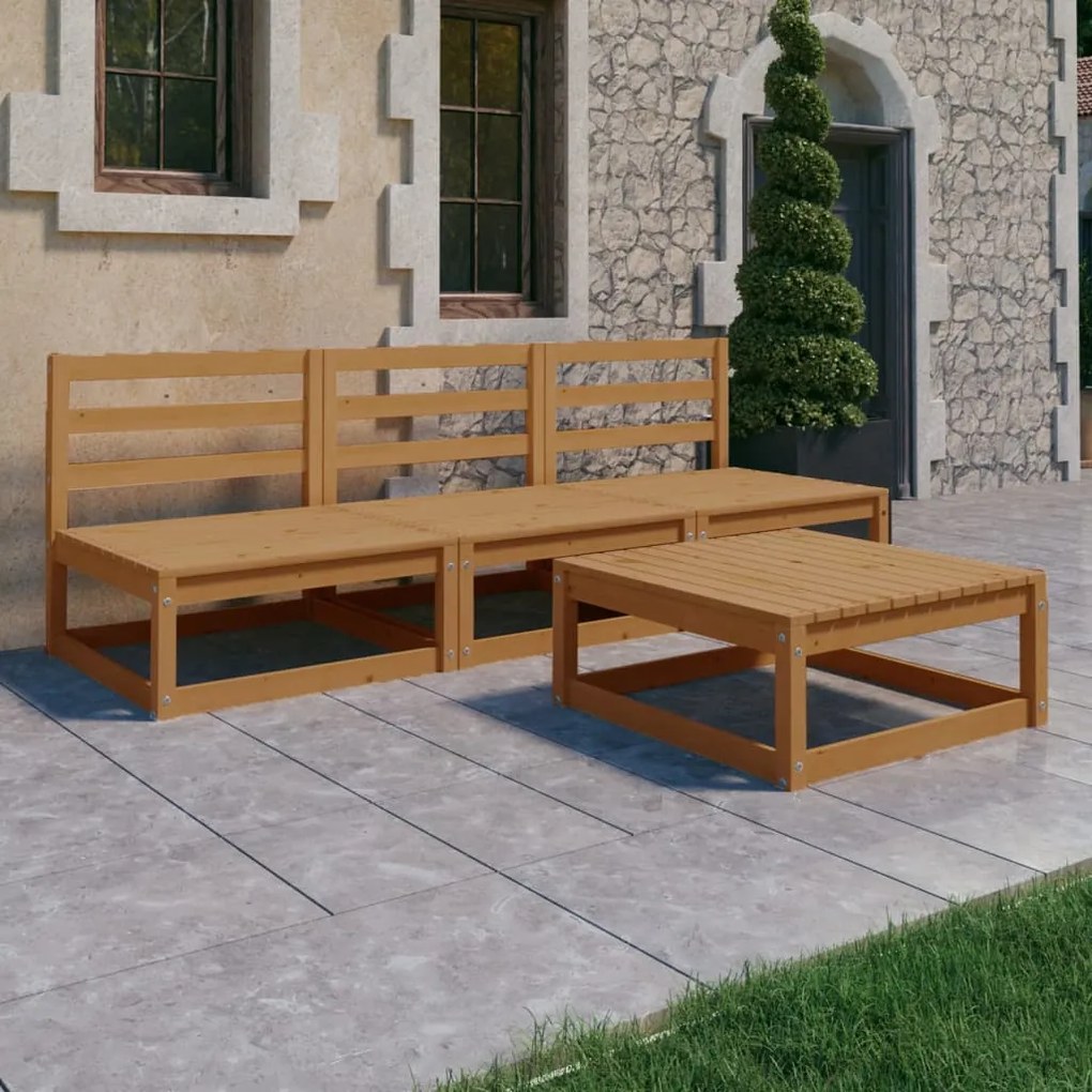 3075307 vidaXL Set mobilier de grădină, 4 piese, maro miere, lemn masiv de pin