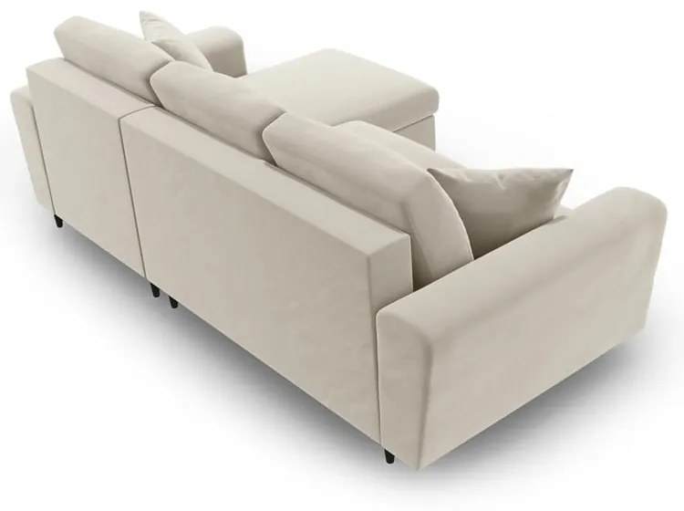 Colțar bej extensibil, cu spațiu de depozitare cu tapițerie din catifea Kyoto – Cosmopolitan Design