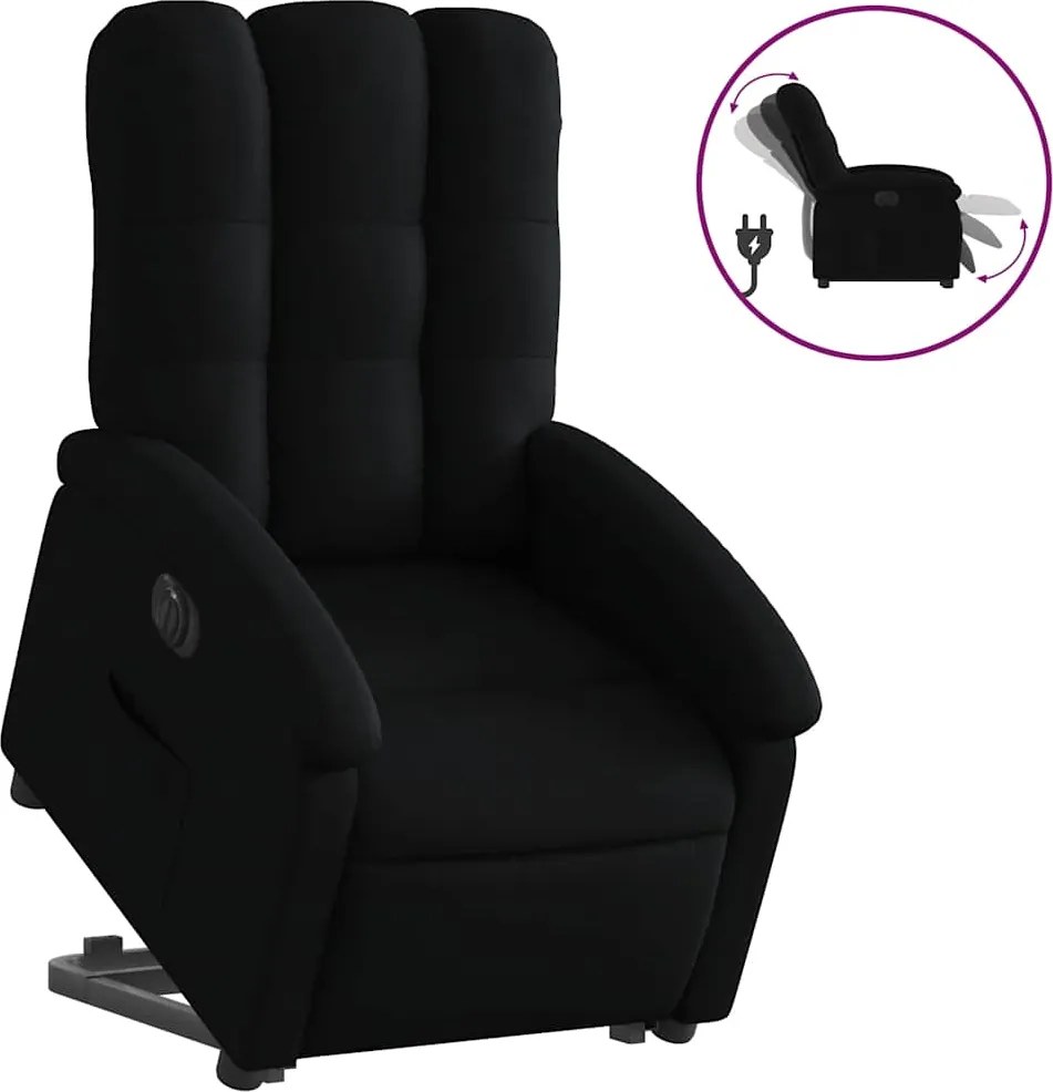 vidaXL Fotoliu electric rabatabil cu ridicare, negru, textil