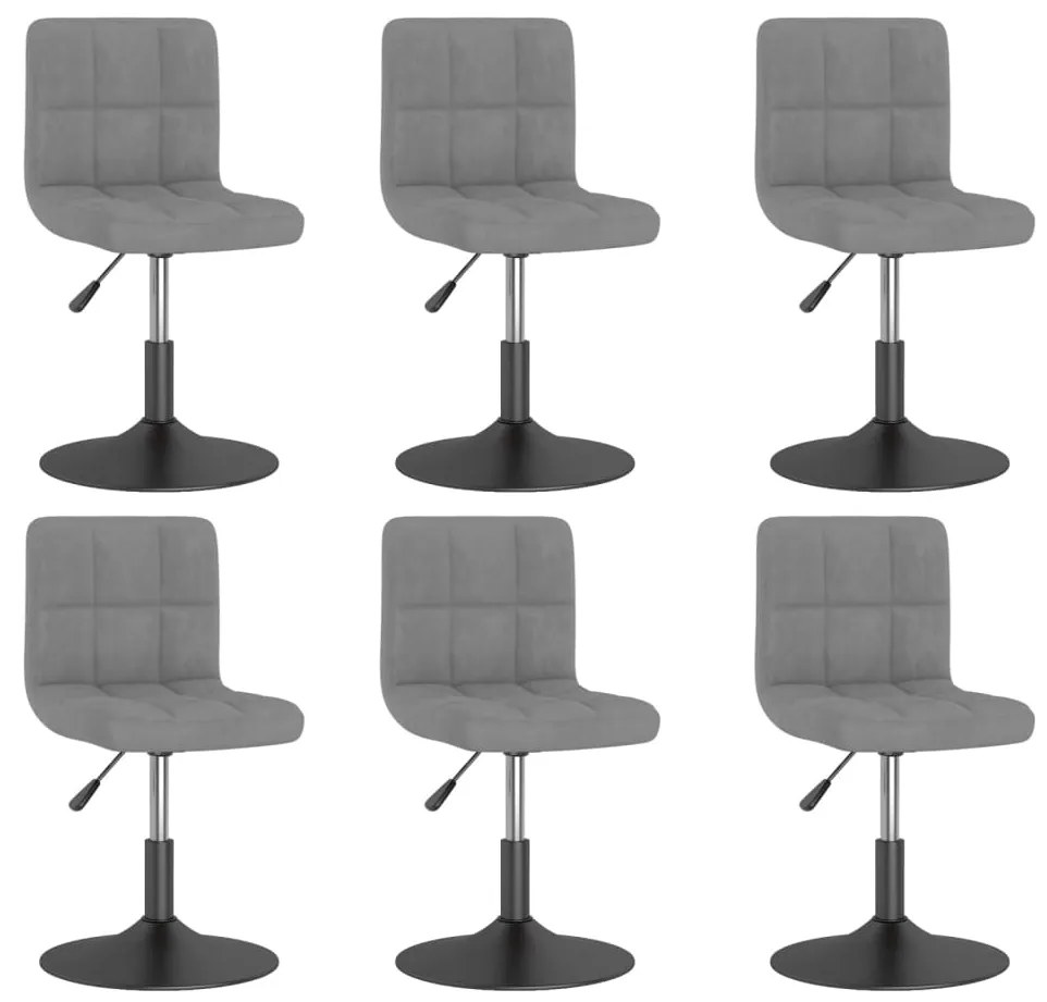 vidaXL Scaune de sufragerie pivotante 6 buc, gri deschis, catifea