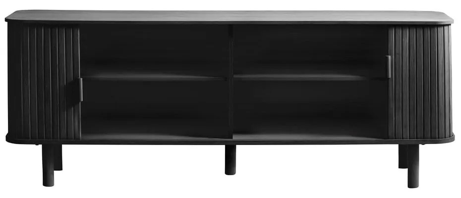 Masă TV neagră cu aspect de lemn de stejar 160x56 cm Cavo – Unique Furniture