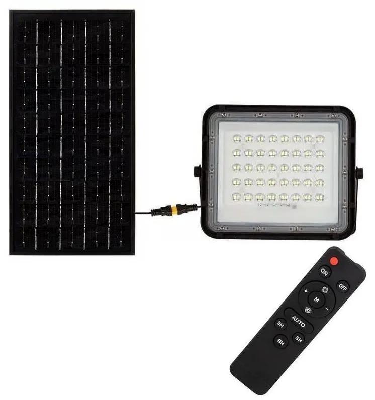 Proiector LED solar de exterior LED/10W/3,2V IP65 6400K negru + telecomandă