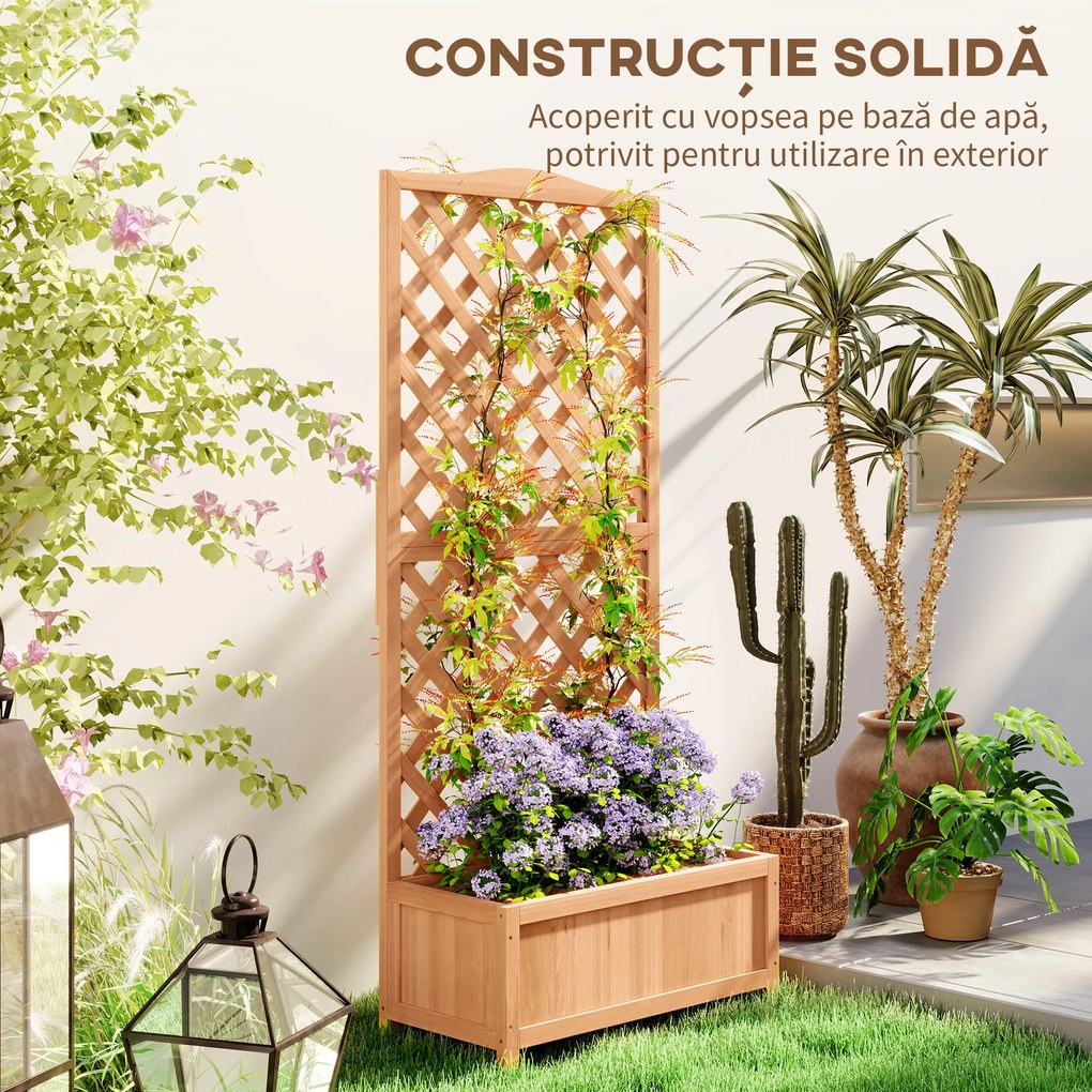 Outsunny Jardinieră cu Grilaj pentru Plante Cățărătoare și Bază Spațioasă, 76x36x170 cm, Maro | Aosom Romania