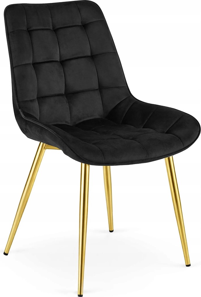 Scaun Bucatarie/Dining Joy Negru Catifea, Picioare Metalice, Finisaj Auriu