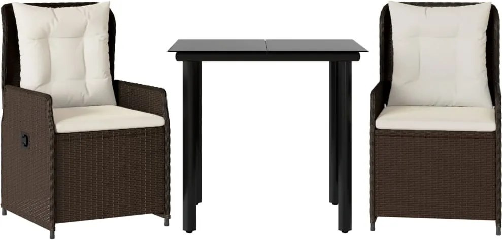 vidaXL Set mobilier de grădină cu perne, 3 piese, maro, poliratan