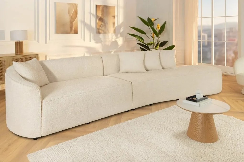 Canapea semicirculara XXL, Tesatura Boucle, Bej, ATELIER L 330cm, A-46548 VC