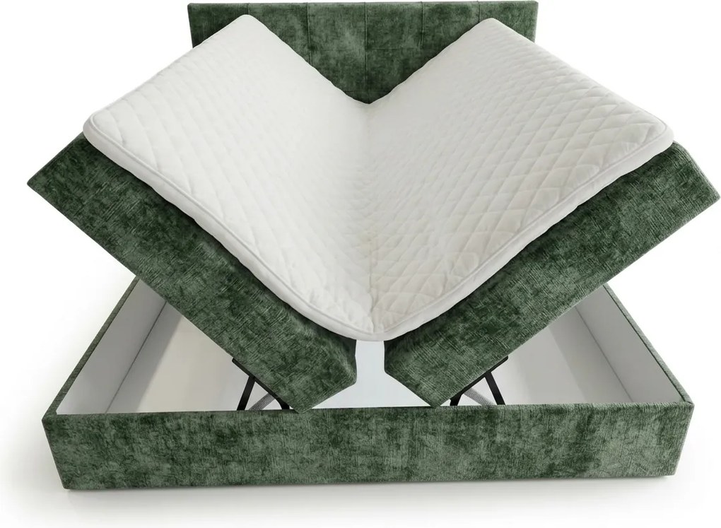 Pat boxspring tapitat DIRELIS VIBE 160x200 cm verde inchis Saltea: Saltea cu arcuri Bonell