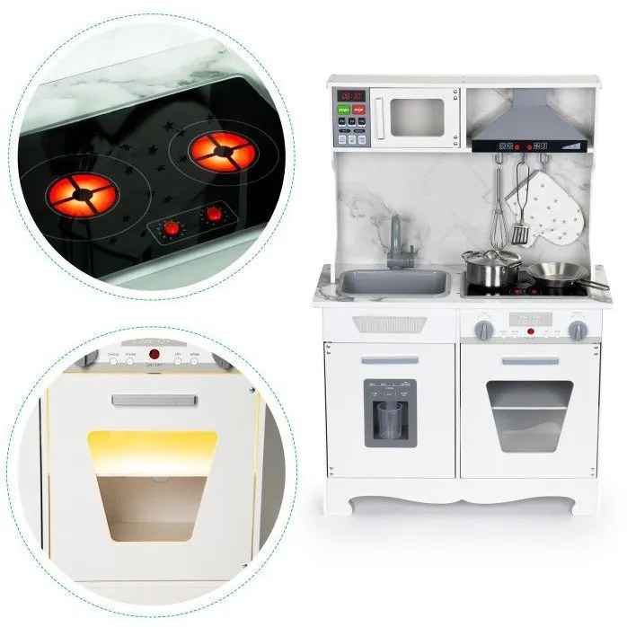 Bucătărie din lemn pentru copii cu efecte luminoase și sonore + accesorii