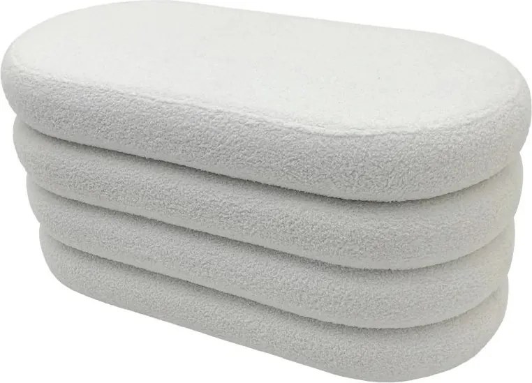 Bancheta cu spatiu de depozitare, VOGUE 85cm boucle alb