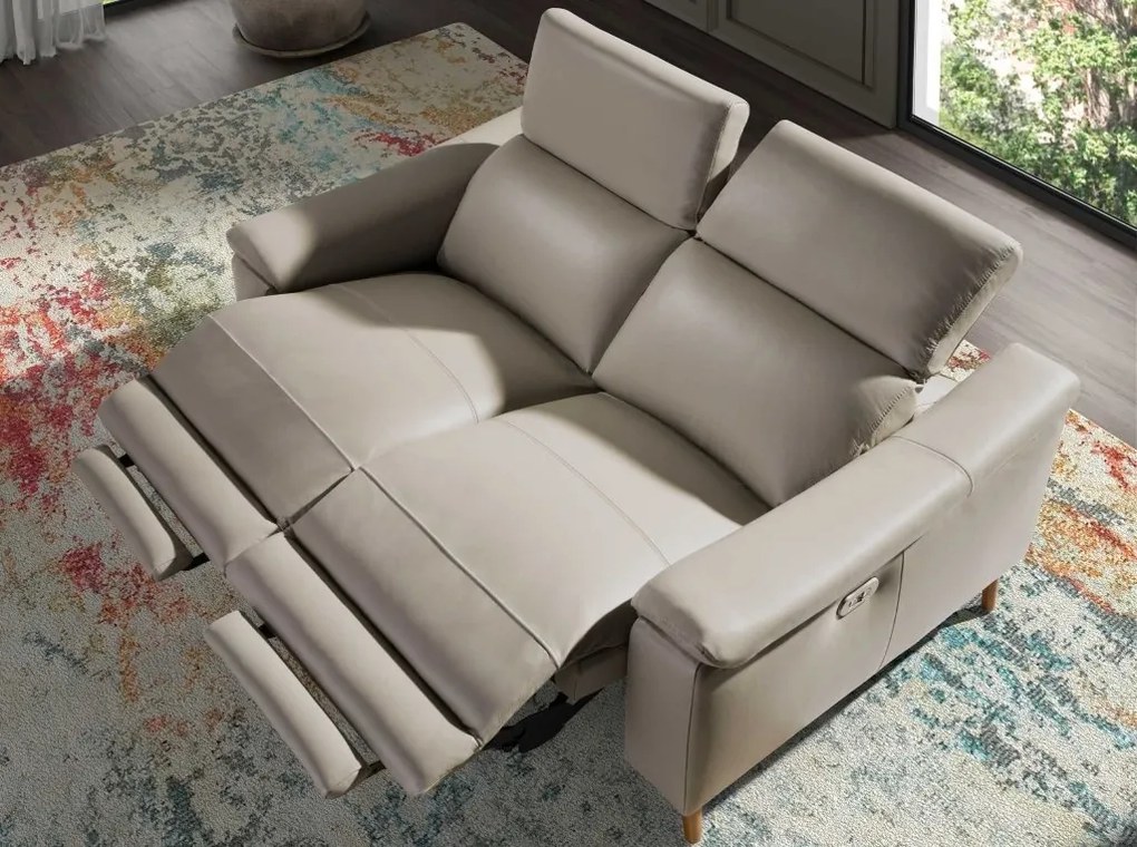Canapea 2 locuri eleganta, design LUX cu functia relax Cowhide taupe grey