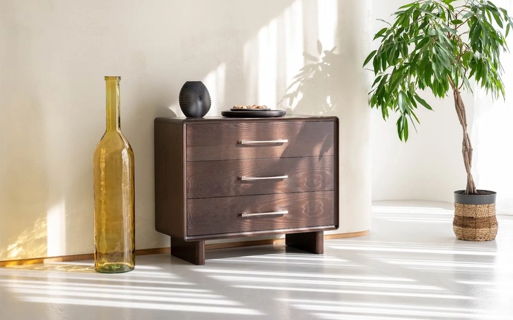 Comodă lemn masiv nuc Cooper, 95 × 42,5 × 78 cm
