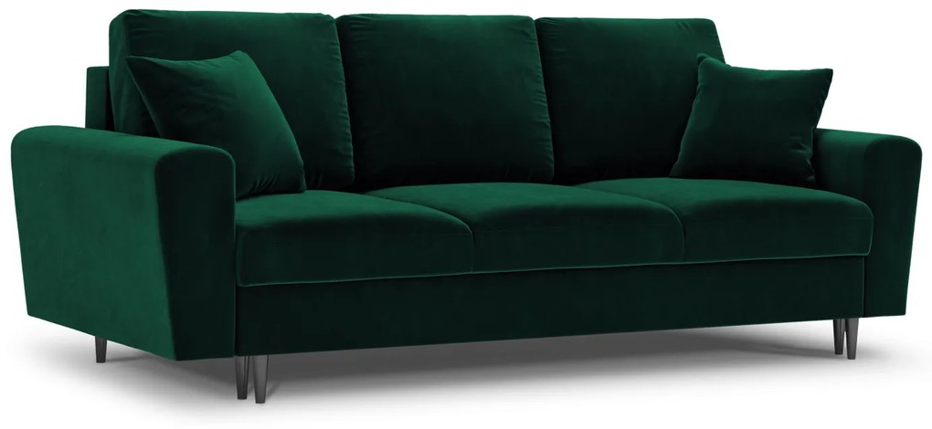 Canapea extensibila 3 locuri Moghan cu tapiterie din catifea, picioare din metal auriu, bej - Copie