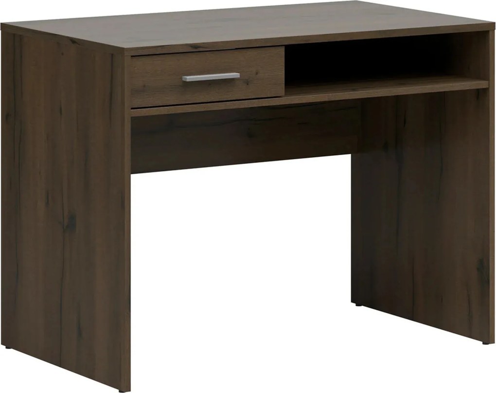 Birou NEPO PLUS, stejar inchis, PAL laminat, cu un sertar, 100x59x76 c