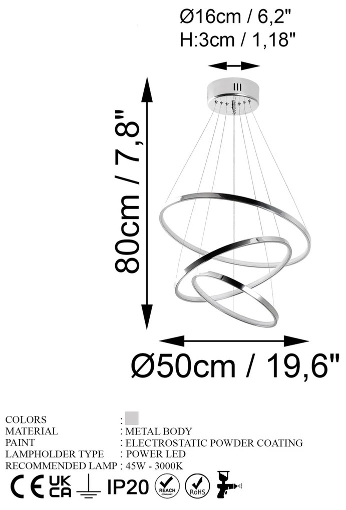 Lustra Simit Argintiu 50x80x50 cm