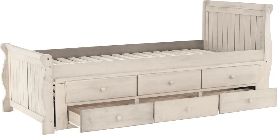 Pat cu pat suplimentar, alb antic, 90x200, ANTIKO