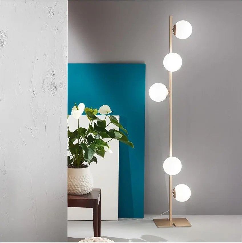 Ondaluce - Lampă de podea MONILE 5xE14/10W/230V 170 cm auriu/alb