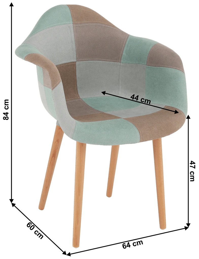 Fotoliu de design, patchwork/mentol/maro/fag, KADIR NEW TIP 5