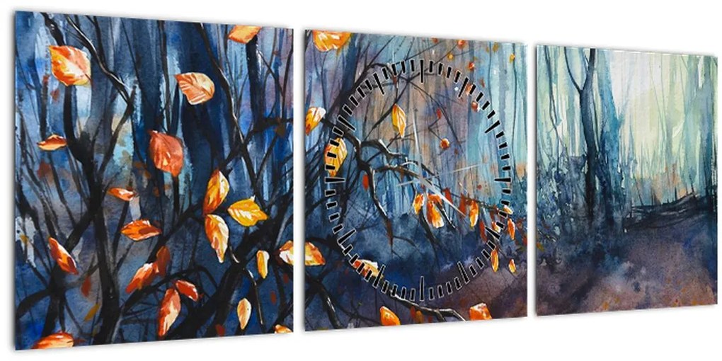 Tablou - Razele solare de toamnă (cu ceas) (90x30 cm)