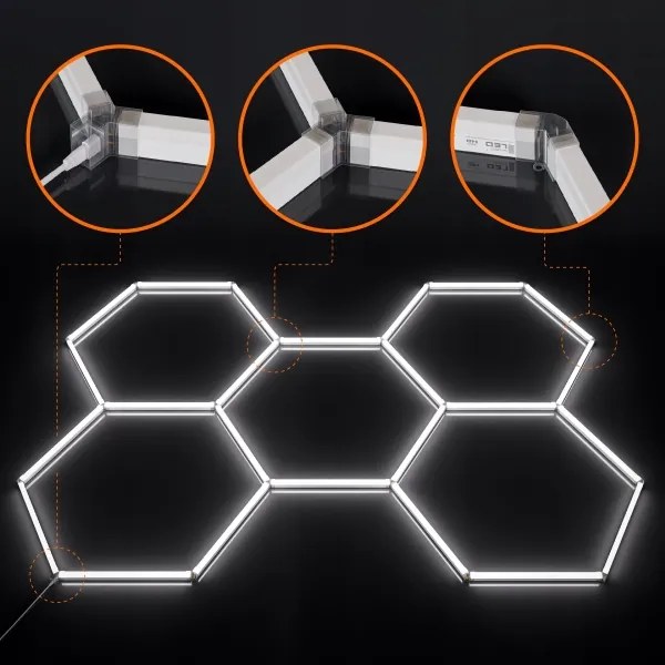 LED Stm plafonieră HEXAGON LED/192W/85-265V 5000K CRI 90 IP54 albă