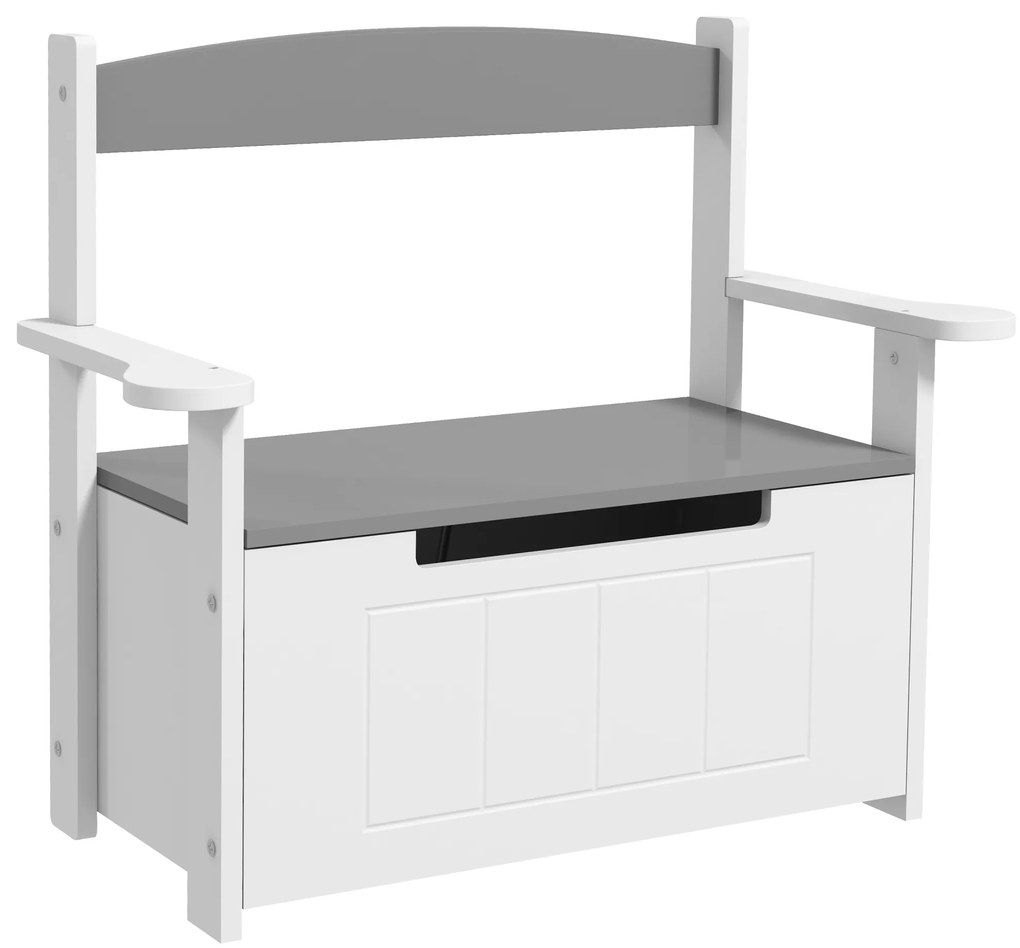 AIYAPLAY Cutie de jucării pentru copii 2 în 1 și banc cu spătar și brațe - piston pneumatic 68,5L x 34l x 58H cm | Aosom Romania