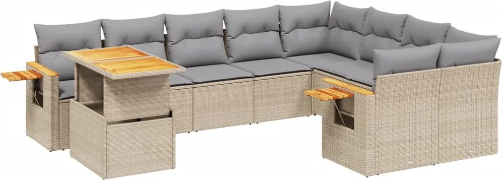 vidaXL Set canapele de grădină cu perne, 10 piese, bej, poliratan