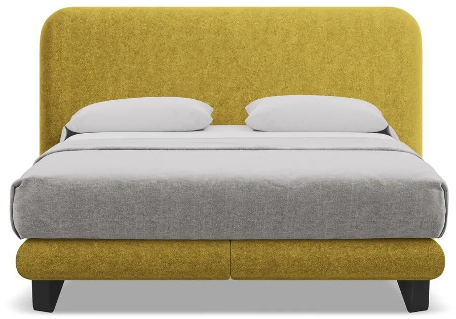 Pat boxspring galben muștar 160x200 cm Ilima – Makamii