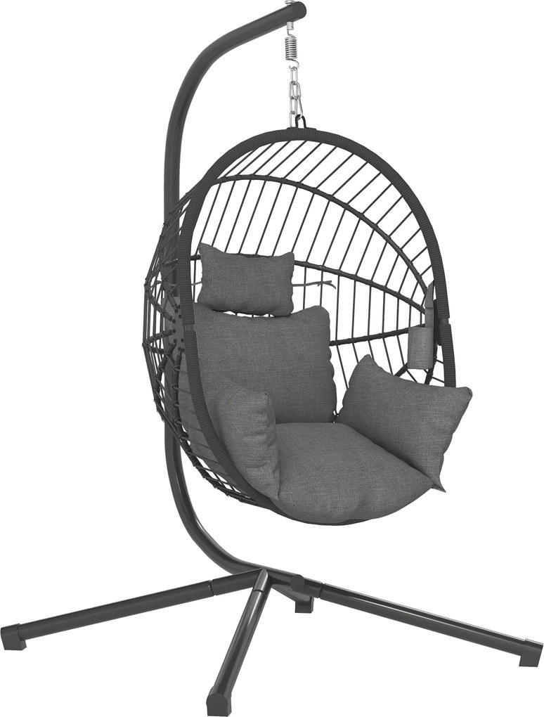Outsunny Scaun Suspendat Ou, Inclusiv Pernă, Fotoliu, 120 cm x 106 cm x 188 cm, Gri | Aosom Romania