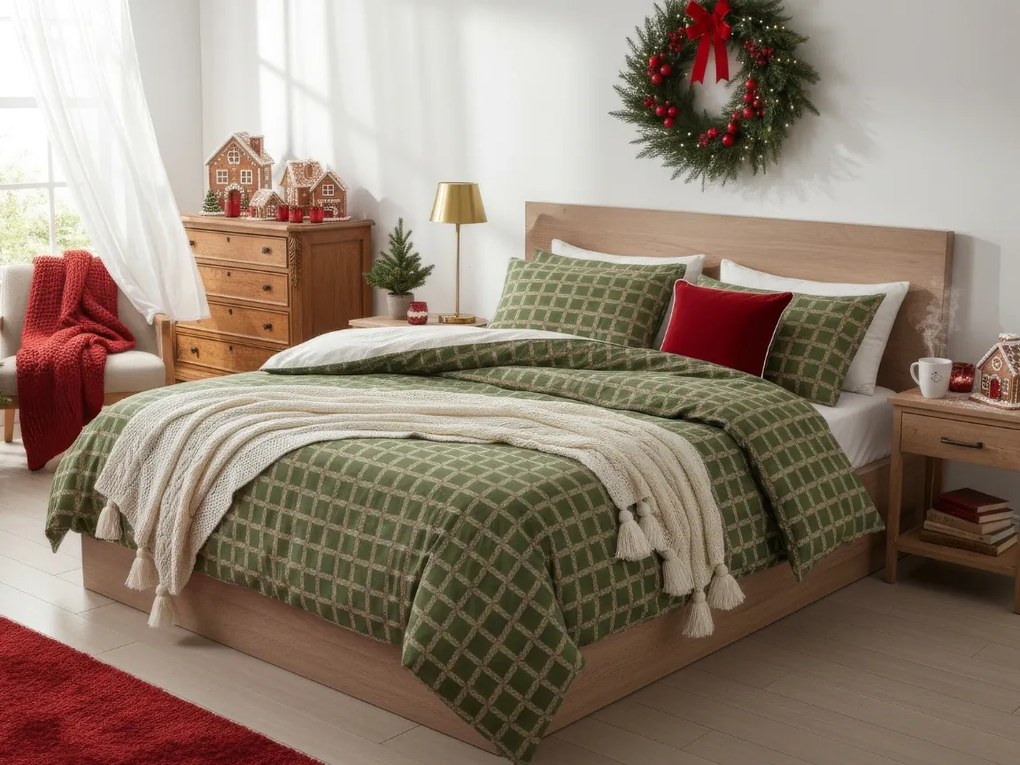 Lenjerie de pat din bumbac Renforce BLOMORA verde Dimensiune lenjerie de pat: 70 x 90 cm | 140 x 220 cm