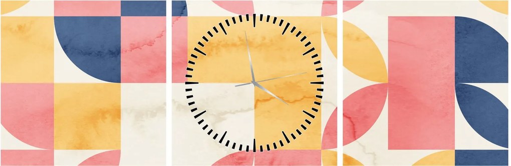 Tablou - Abstracție cu modele retro (cu ceas) (90x30 cm)