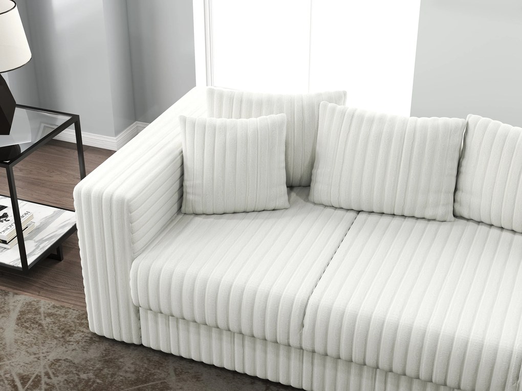 Canapea extensibilă dumonde cu ladă de depozitare si sezut confortabil din spuma high-density, Gloria Ambience Ivory 240x100 cm