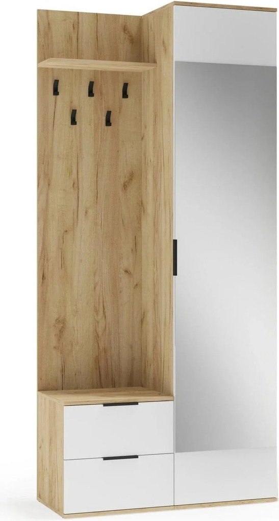 Mobiler hol CORAL, stejar auriu/alb, PAL laminat, 100x45x203 cm