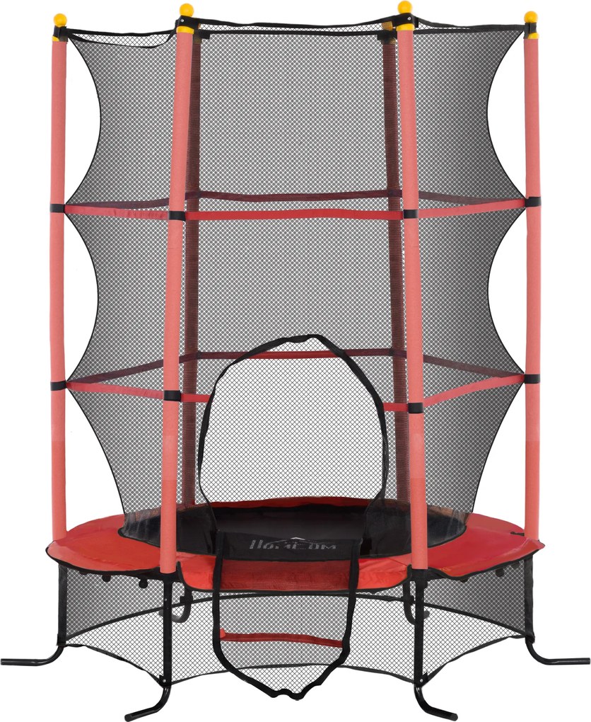 HOMCOM Trambulină pentru Copii 3-10 Ani cu Plasă de Siguranță, Suprafață Elastică cu Țevi Căptușite, Ø163x190 cm, Roșu | Aosom Romania