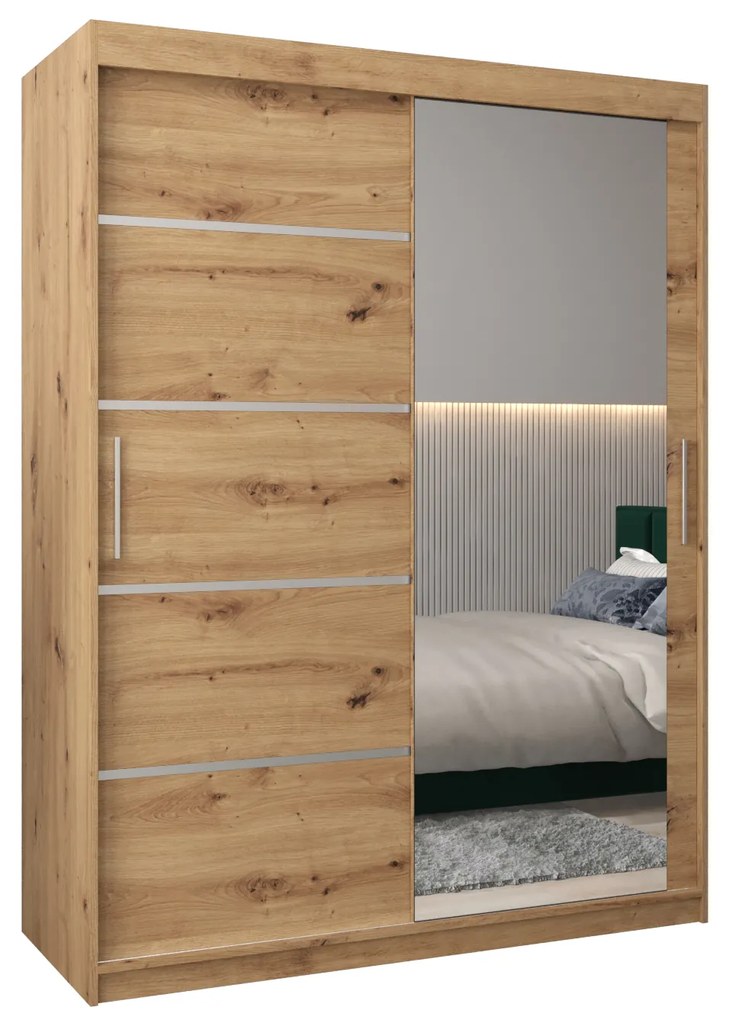 Dulap de haine 150 cm cu oglindă Verika 2 150 (stejar artisan). 1064199