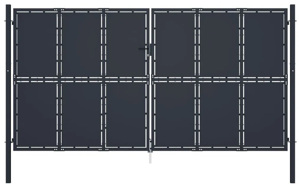 vidaXL Poartă de grădină, antracit, 400 x 200 cm, oțel