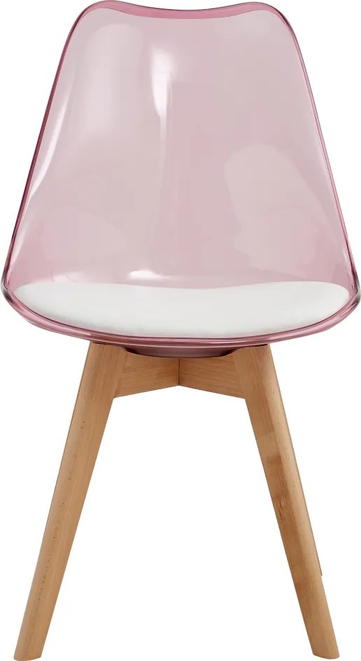 Scaun, roz transparent, acrilic/piele ecologică/fag, BALI 2 NEW