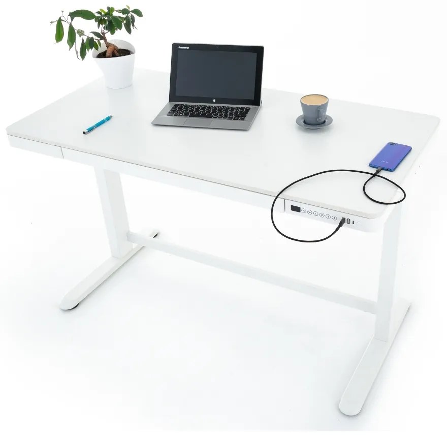 Birou OfficeTech 2 reglabil pe inaltime, 120 x 60 cm, alb