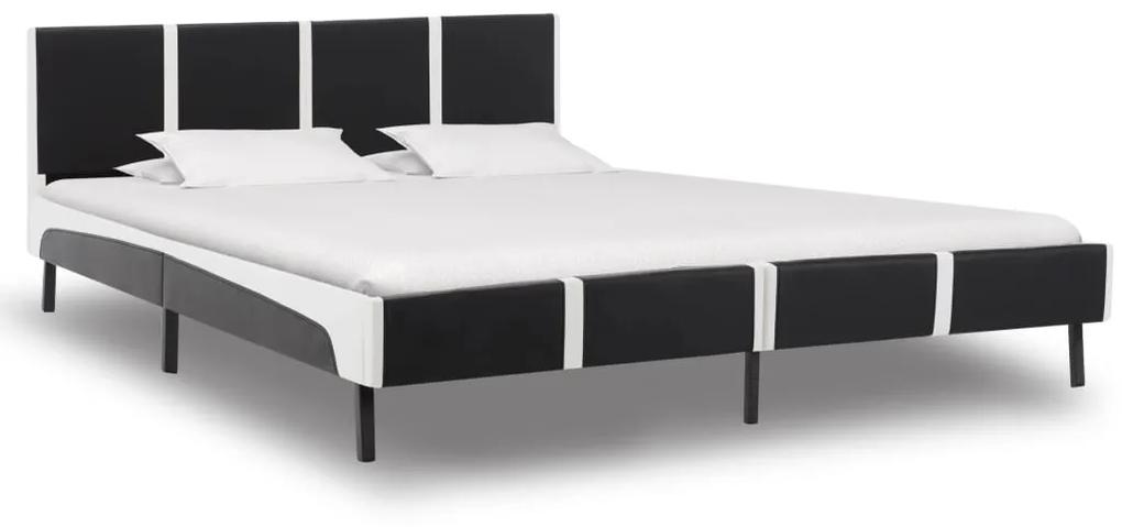 280414 vidaXL Cadru de pat, negru și alb, 180x200 cm, piele ecologică