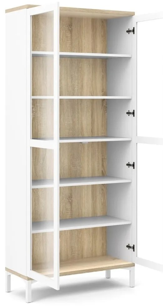 Vitrină Atrei, alb / stejar sonoma