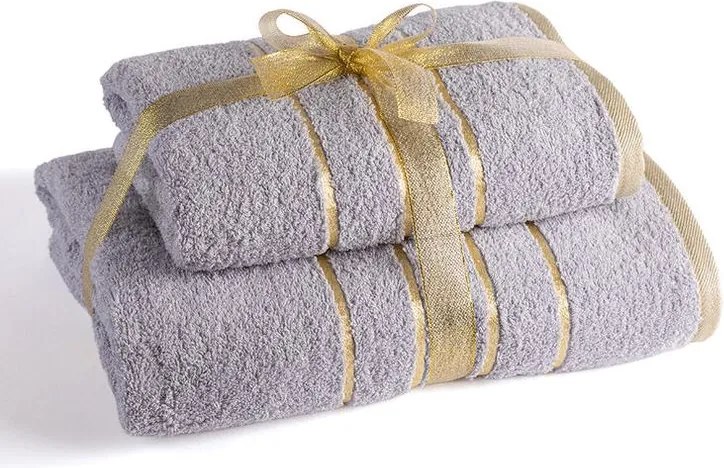 decoDoma Set de prosop și prosop de baie din frotir gri