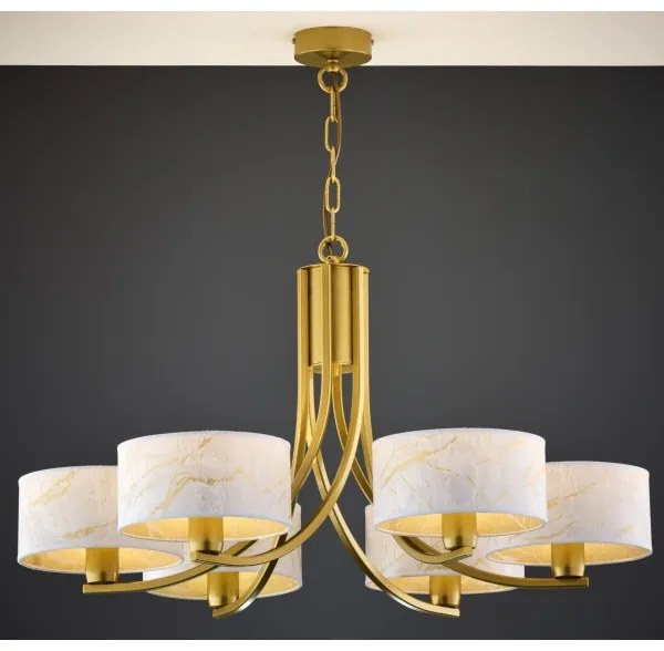 Jupiter 2098 - Lustru cu lanț ARTHUR 6xE27/15W/230V alb/auriu/decor marmură