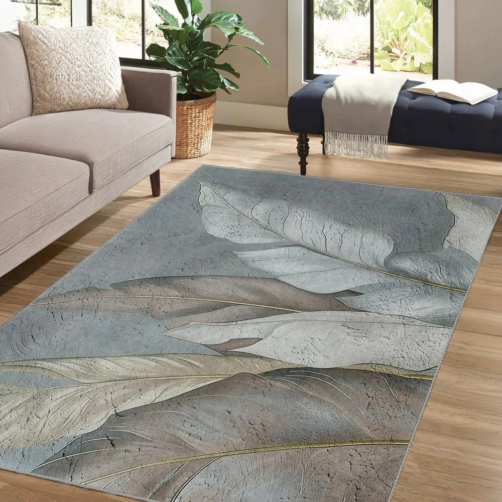 Covor verde/gri lavabil 160x230 cm Dusty Leaves – Mila Home