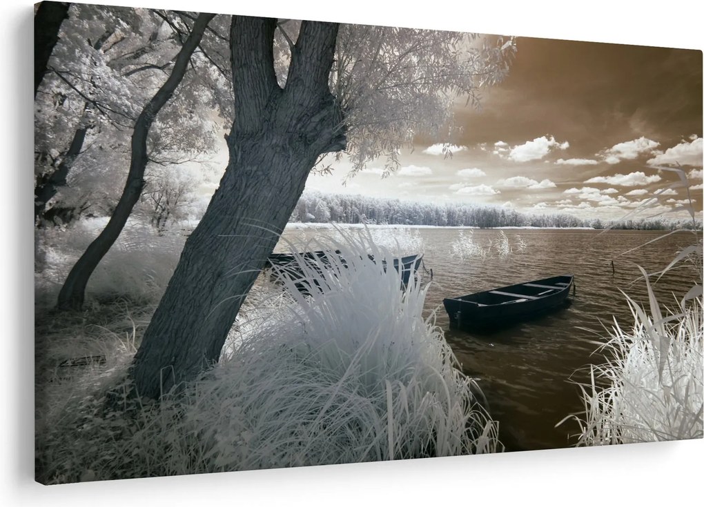 Tablou cu barca pe lac (90x60 cm)