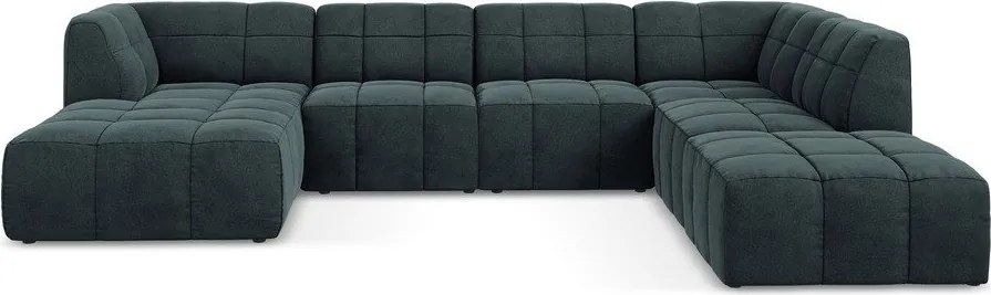 Colțar albastru cu tapițerie din catifea (în formă de "U") Aloha – Makamii