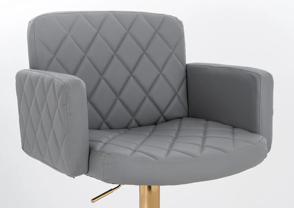 HC802KW Scaun Gri din Piele Ecologica cu Bază Aurie