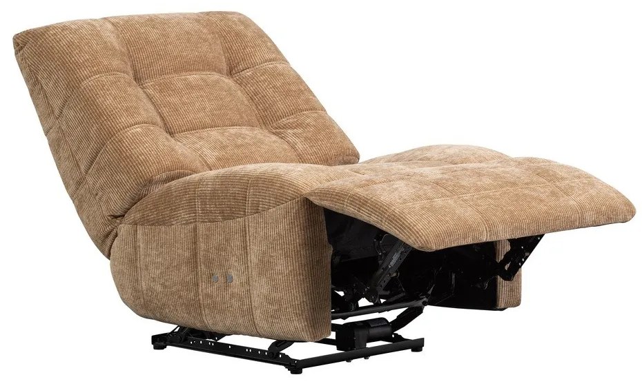 Fotoliu maro deschis reglabil de relaxare cu tapițerie din catifea reiată Hein – WOOOD