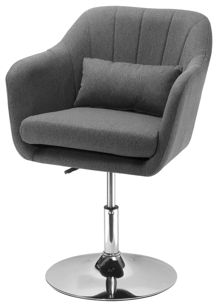 HOMCOM Fotoliu de salon Confort Maxim Pernițe lombare Înălțare reglabilă Rotativ 360° Picior metal cromat Lin Gri | Aosom Romania