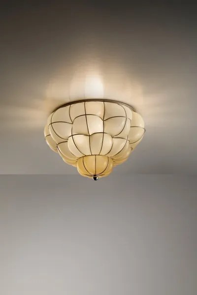 Plafonieră SIRU POUFF 3xE27/60W/230V crom/bej sticlă venețiană