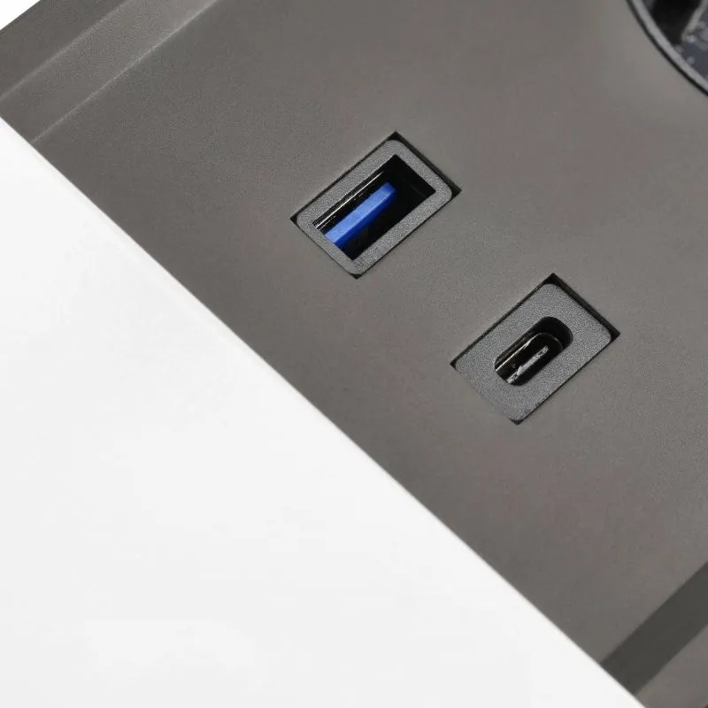 Priza incorporabila in blat Prestino GTV, 2 prize Schuko, USB A + C, HDMI, RJ45, aluminiu, 310 x 100 mm Aluminiu plastic, Aluminiu, L:310 mm; l:100