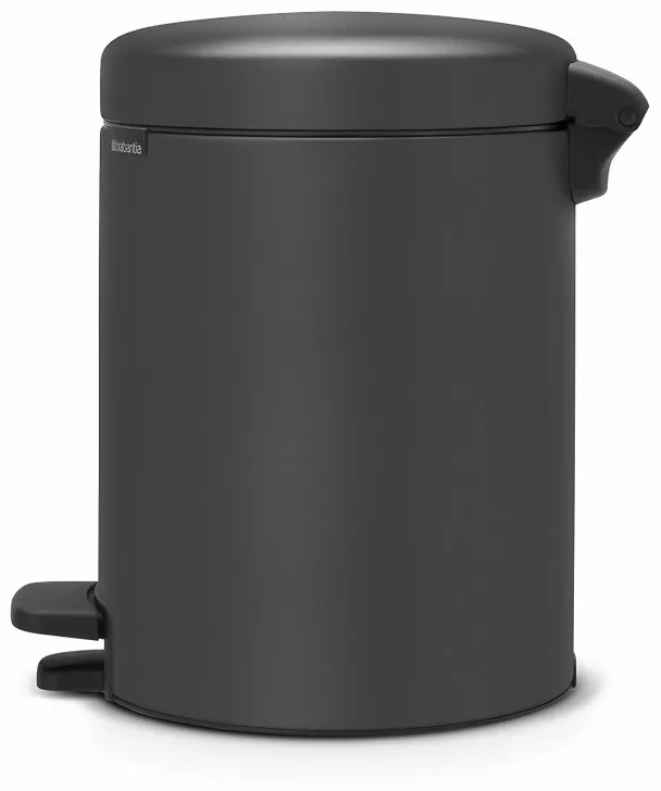 Cos de gunoi cu pedala Brabantia NewIcon 1001103, 5 L, Inchidere lina, Baza antiderapanta, Finisaj mineral, Gri inchis